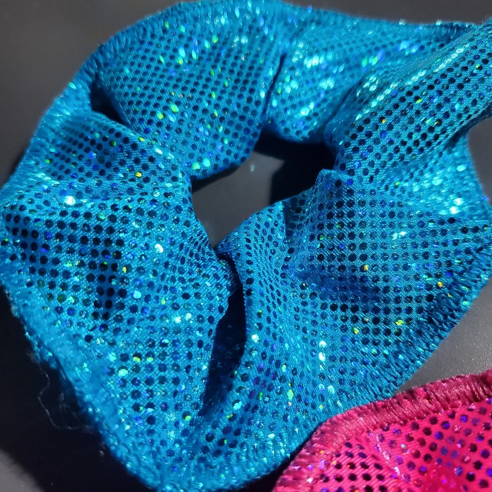 Gymnastics 3 Piece Sparkle Scrunchie Set Pink Blue‎ White Girls